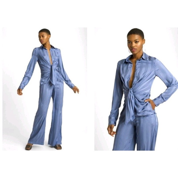 NWT Choosy Lafayette Jumpsuit Slate Blue 10 Office Date Night Glam Club - Picture 1 of 7